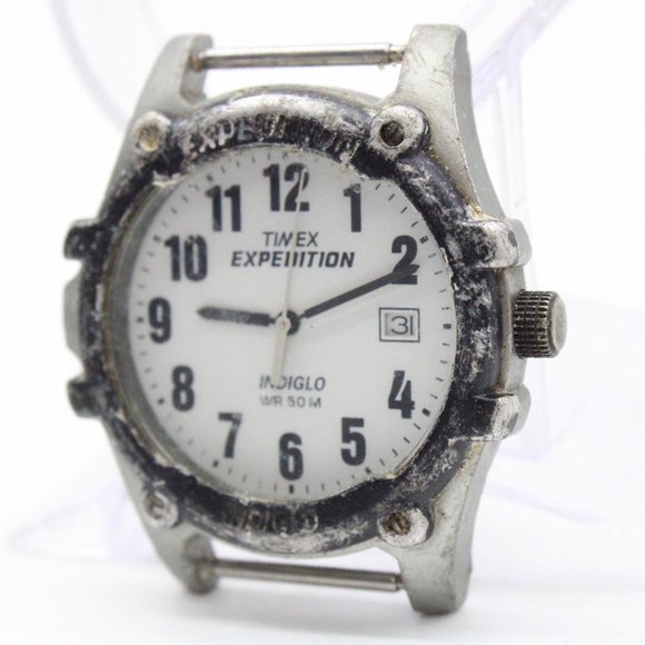 Vintage TIMEX Expedition Watch Mens Silver Tone Stainless Steel Classic Retro Re - Picture 1 of 5
